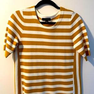 Ann Taylor Burnt Yellow Striped Knit Dress